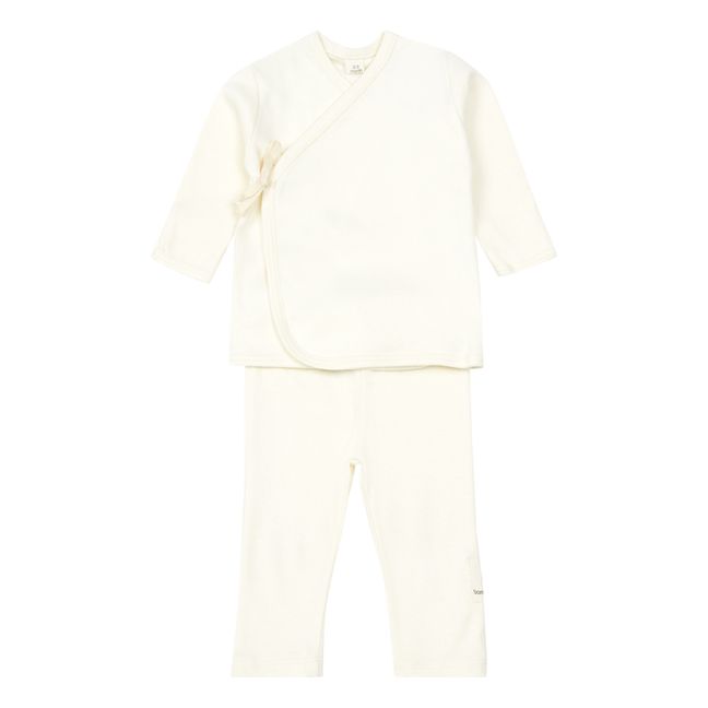 Completo Kimono + Leggings, in cotone bio | Ecru