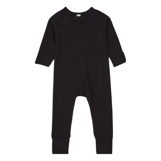 Organic Cotton Footed Jumpsuit Black
