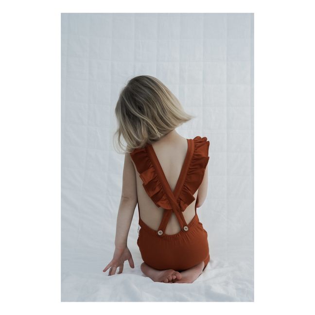 Tuta con volant, in cotone bio | Ruggine