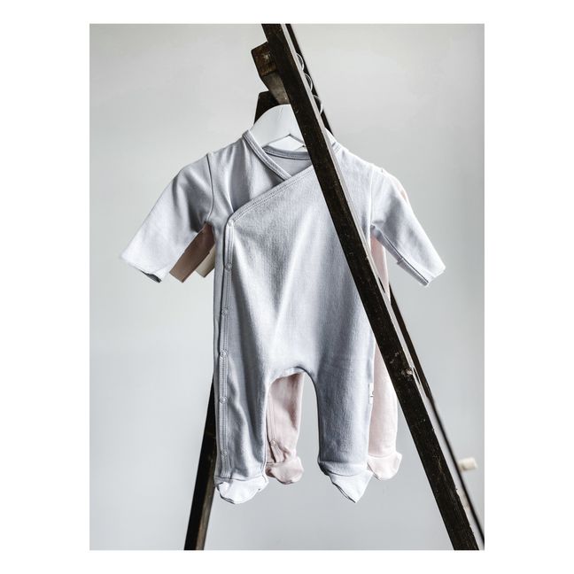 Organic Cotton Kimono Babygrow | Light grey