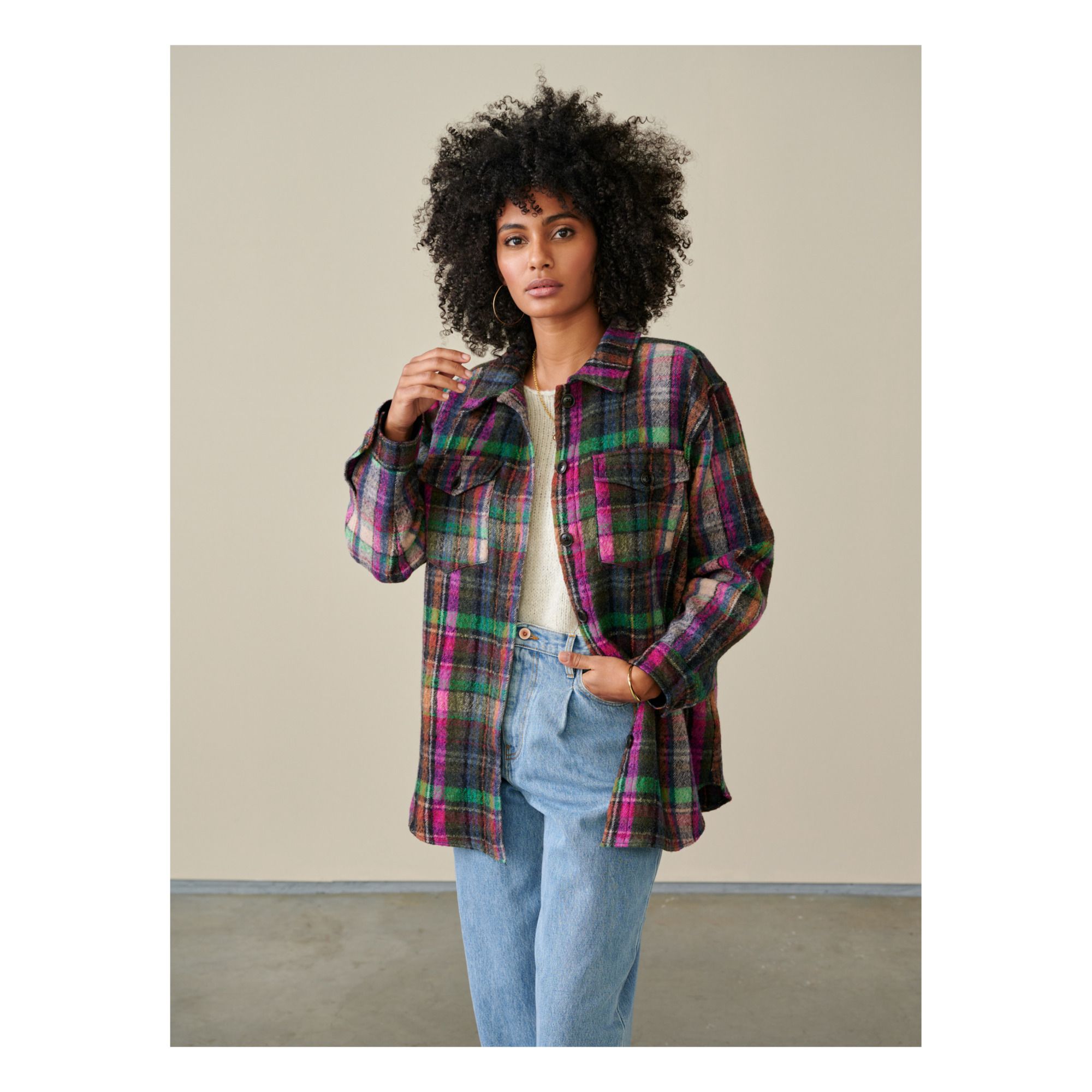 Ari Checked Wool Overshirt - Women's 