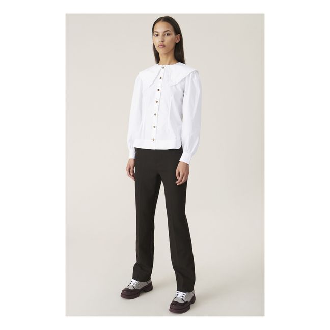 Bluse mit Kragen aus Popeline Bio-Baumwolle | Weiß