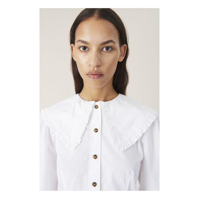 Blusa con cuello de popelín de algodón orgánico | Blanco