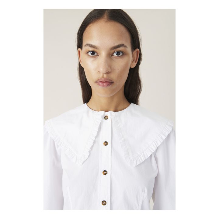 Blusa con cuello de popelín de algodón orgánico | Blanco- Imagen del producto n°3