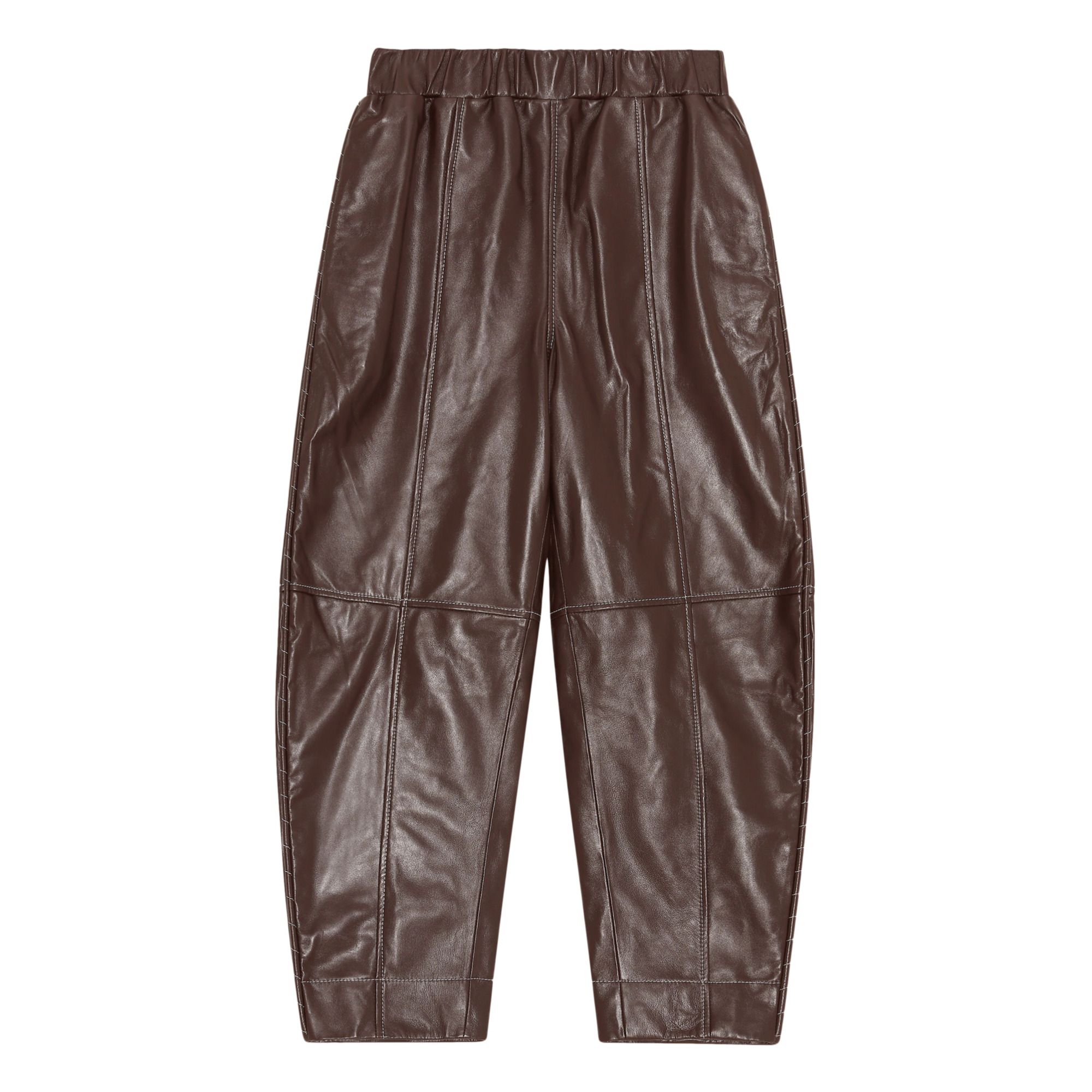 Ganni - Pantalon Cuir - Femme - Marron