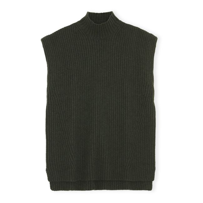Recycled Wool Polo Neck Jumper Dark green