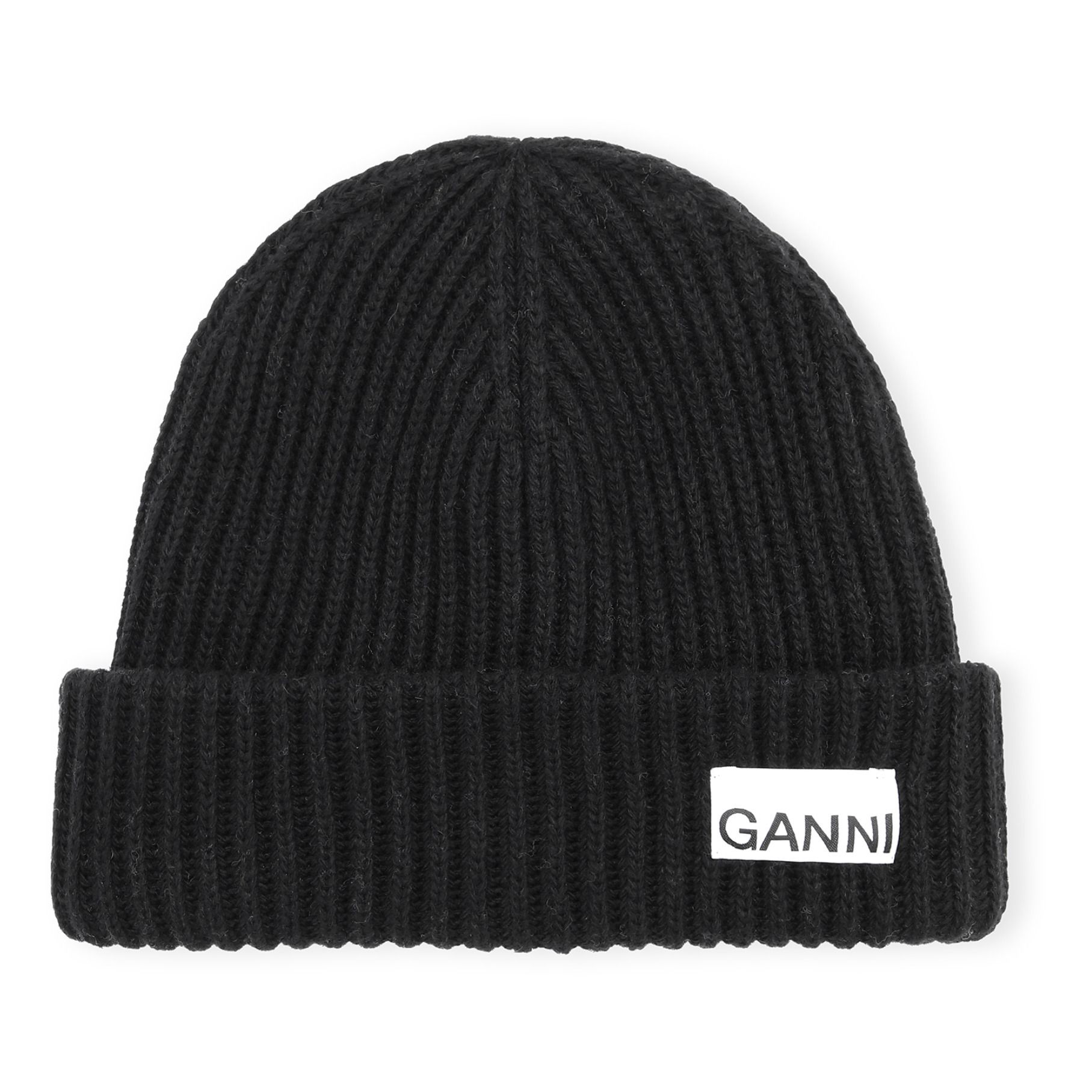 Ganni - Bonnet Laine Recyclée - Femme - Noir