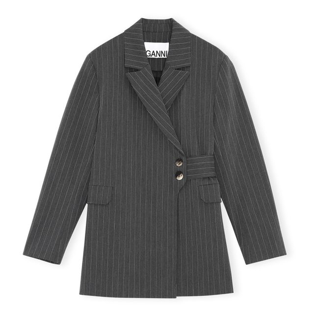 Recycled Polyester Striped Jacket Gris Antracita