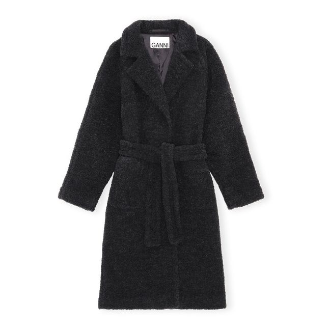 Recycled Wool Bouclette Coat Charcoal grey