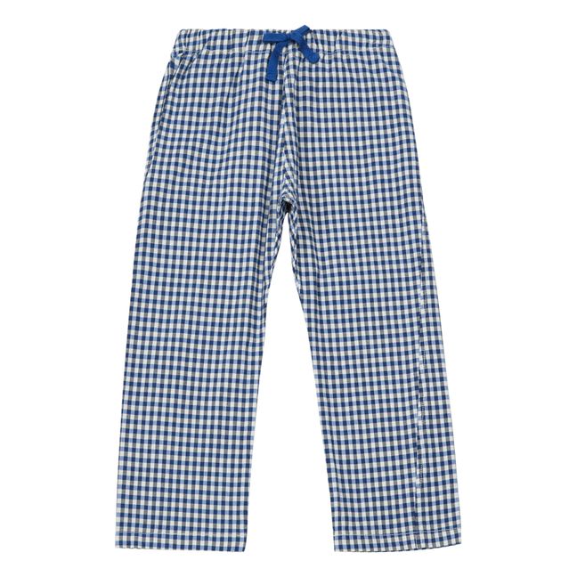 Pantaloni, motivo: quadrati, modello: Leda Blu marino
