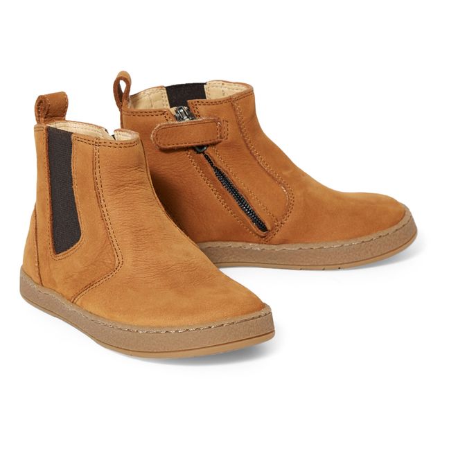 Chelsea Boots, modello: Mousse Jod, con zip Camel
