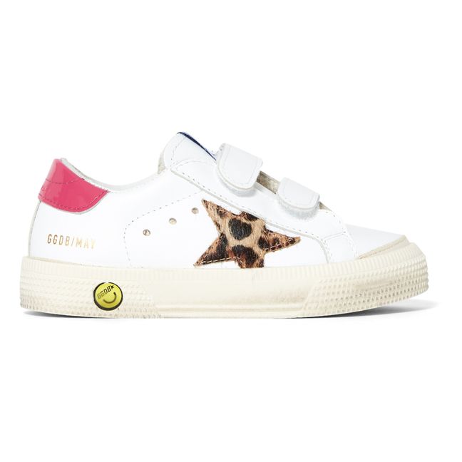 May School Leopard Star Velcro Sneakers Brown