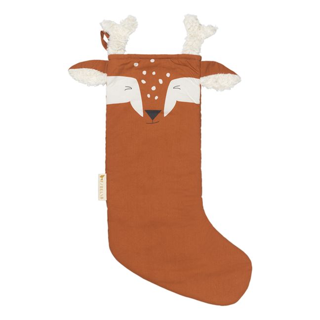Chaussette de Noël faon en coton bio | Marron