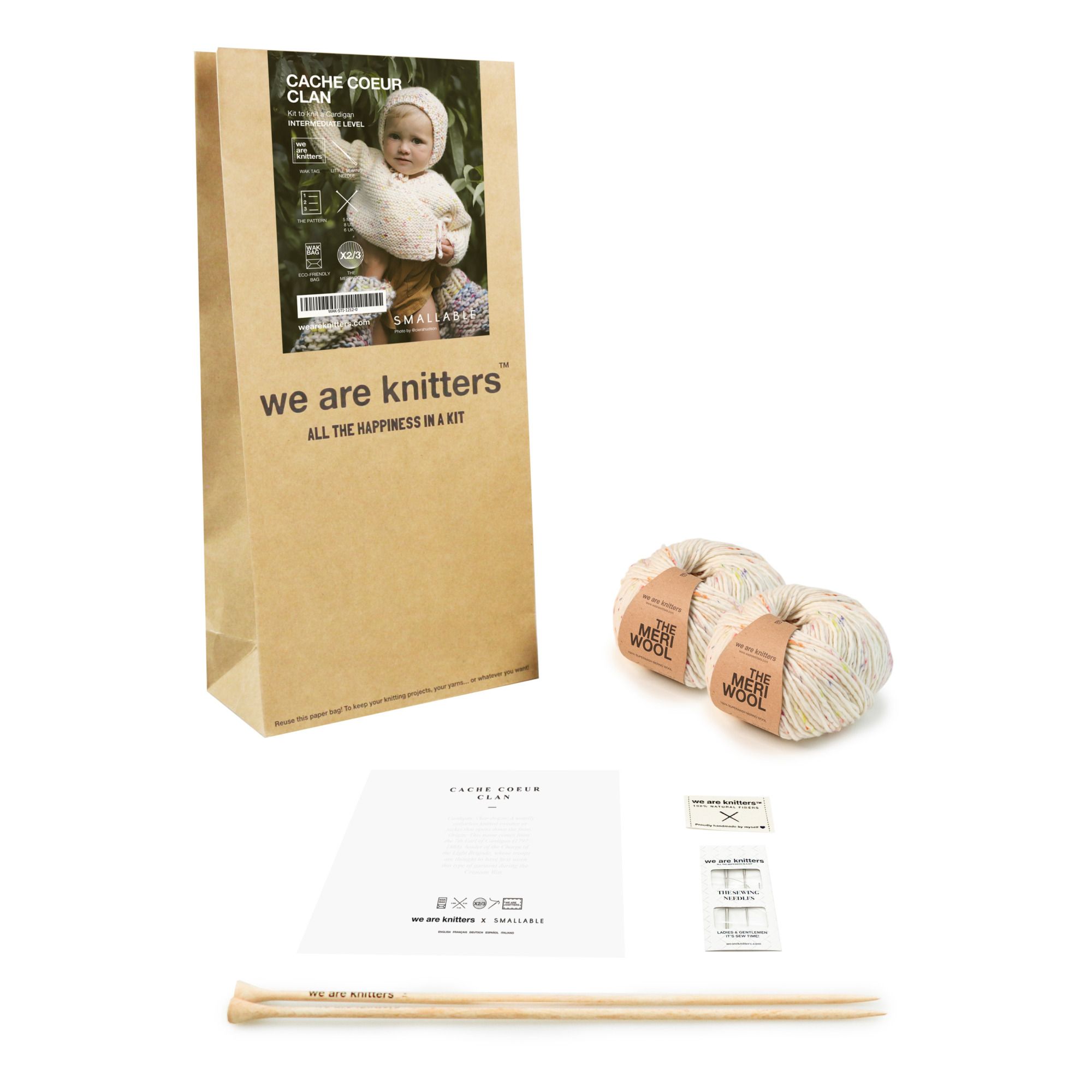 Wrap Cardigan Knitting Kit - Smallable x We Are Knitters Ecru- Product image n°0