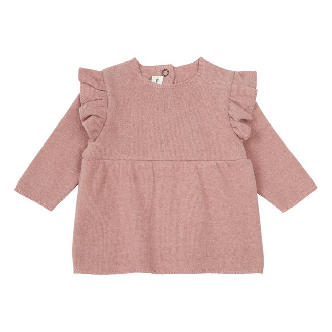 Pull Maille Recyclée Volants Rose