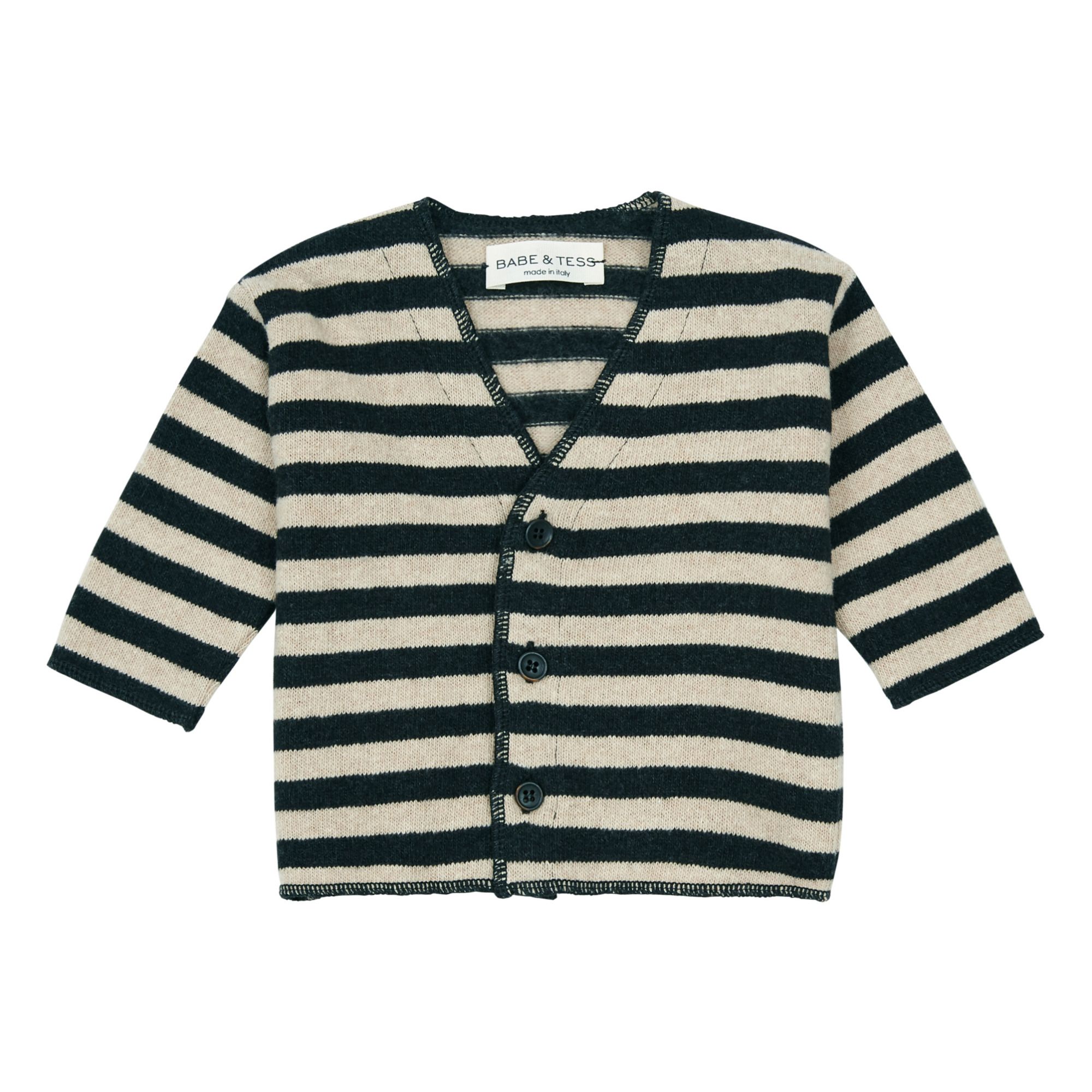 Recycled Knit Striped Baby Cardigan Ecru Babe & Tess Fashion Baby