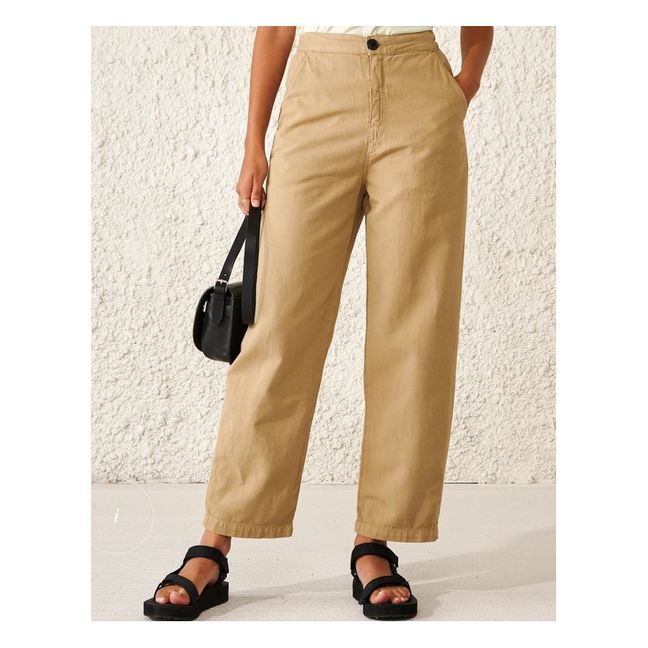 Pasop Cotton and Linen Trousers - Women's Collection  | Beige