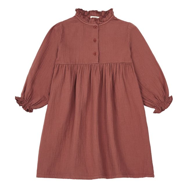 Camicia da notte, in garza di cotone, modello: Clochette Rosso mattone