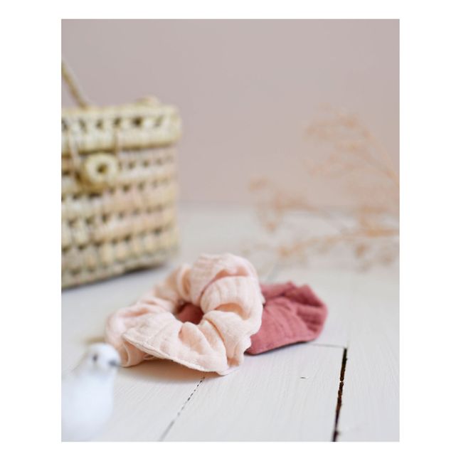 Scrunchie in garza di cotone - Set di 2 | Rosa