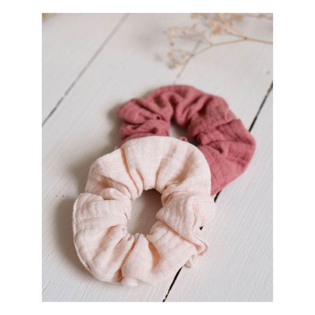 Cotton Muslin Scrunchies - Set of 2 Pink