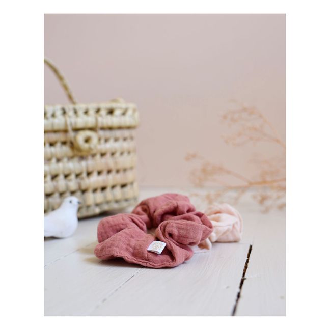 Cotton Muslin Scrunchies - Set of 2 | Pink