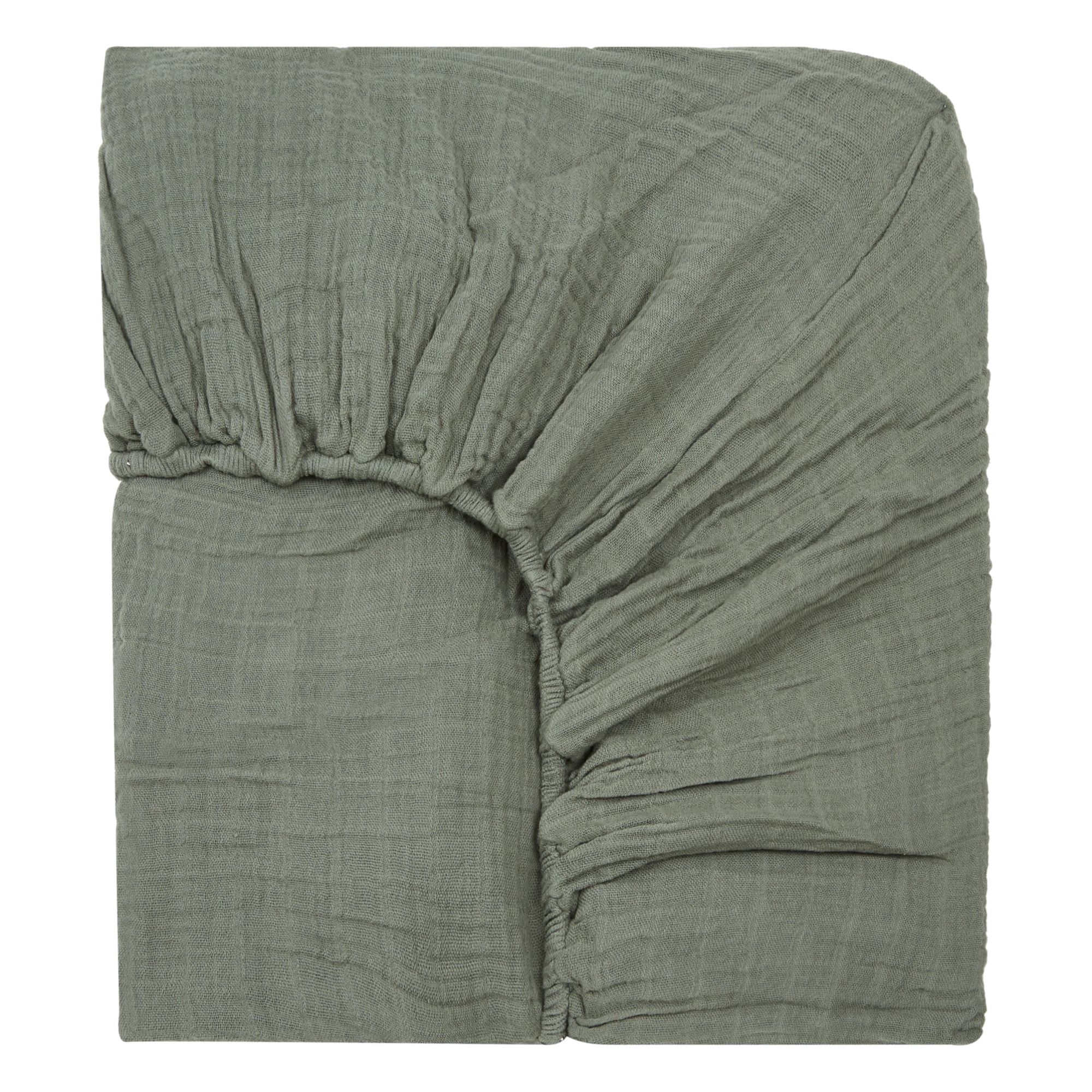 Moumout - Drap-housse en gaze de coton bio - Vert foncé