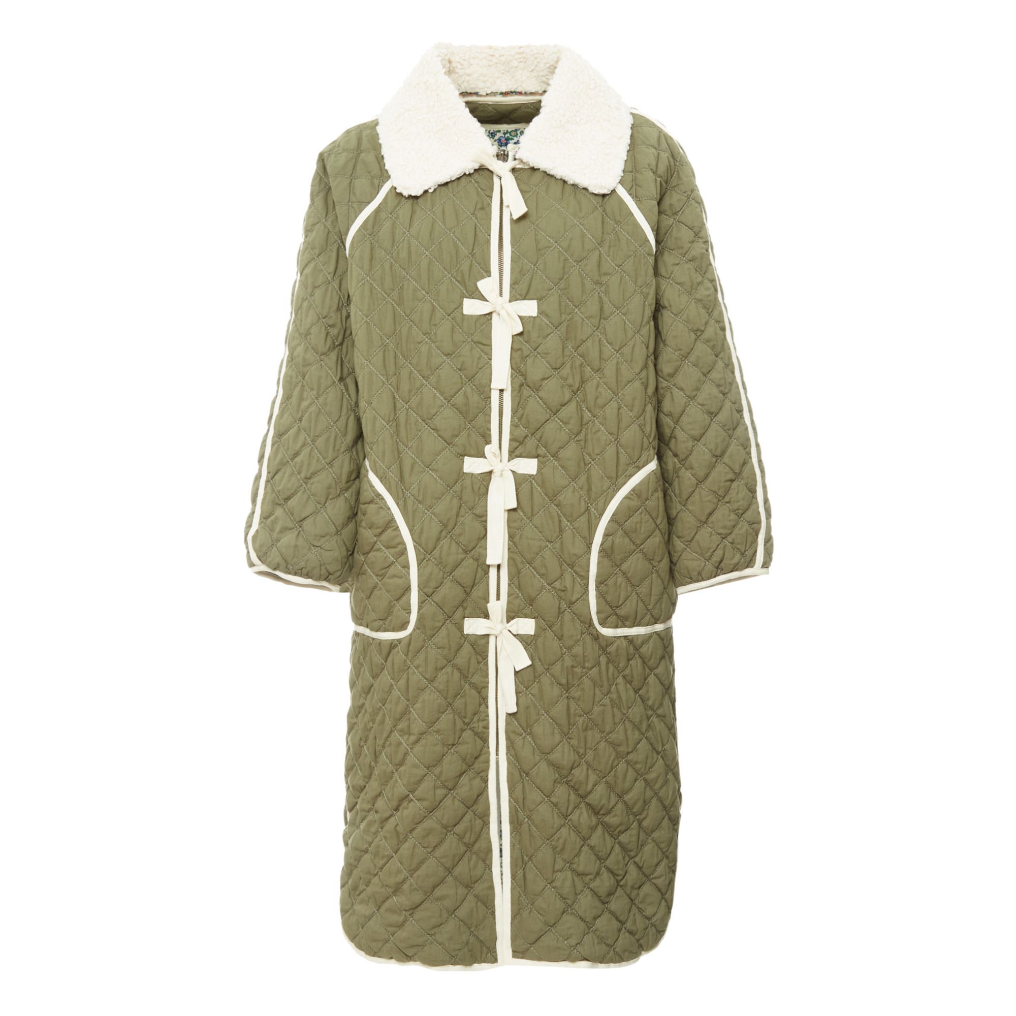 The Great - Manteau The Long Quilted Reversible - Femme - Vert kaki