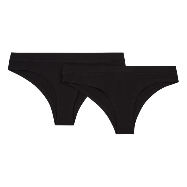 Set of 2 Organic Cotton Hipster Knickers Black