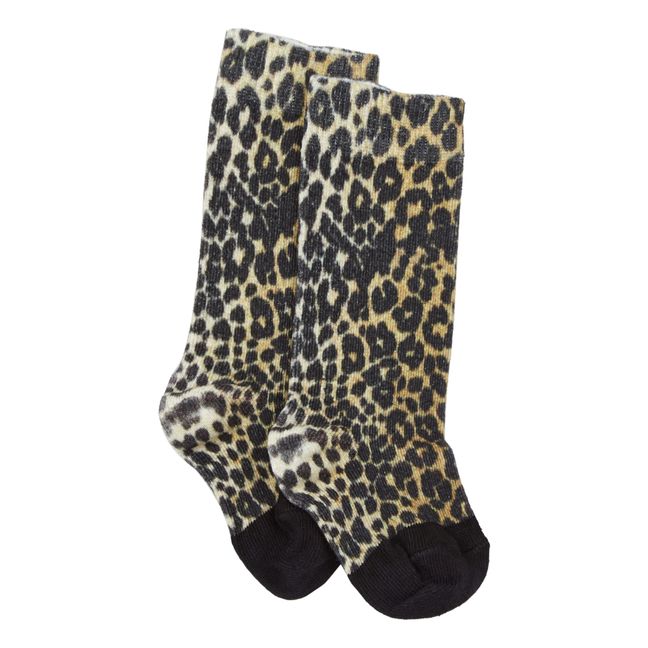 Par de calcetines de algodón orgánico Leopardo Marrón