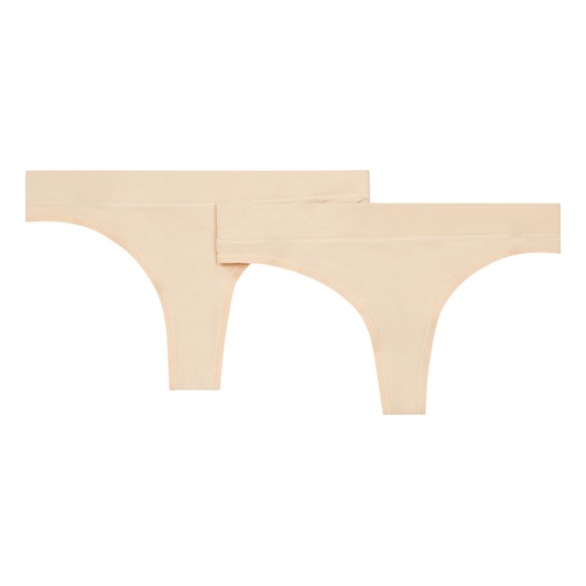 Set of 2 Organic Cotton Thongs | Nude beige