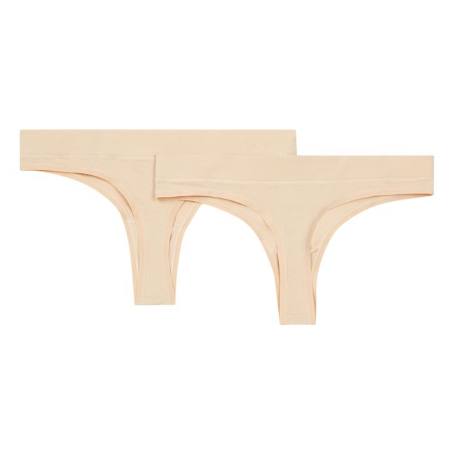 Set of 2 Organic Cotton Thongs Nude beige