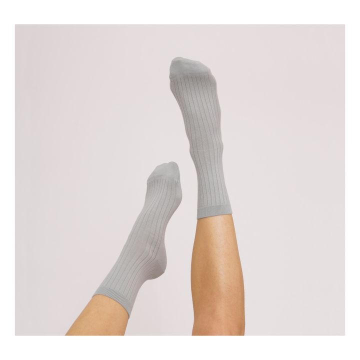 Set of 2 Pairs of Ribbed Organic Cotton Socks Ice Blue- Product image n°1