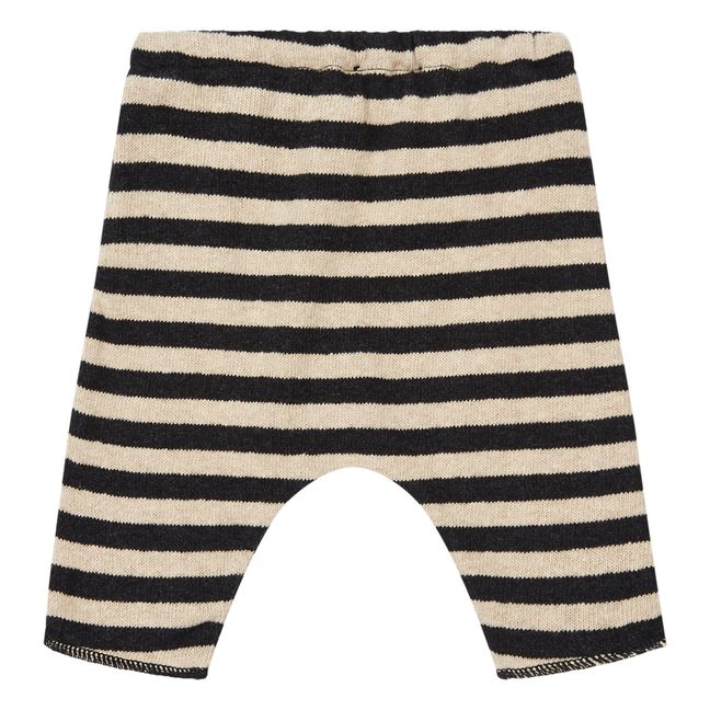 Striped Recycled Knit Harem Trousers Ecru