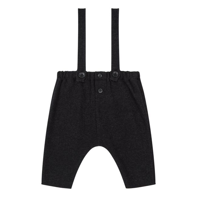 Recycled Knit Suspender Harem Trousers Charcoal grey