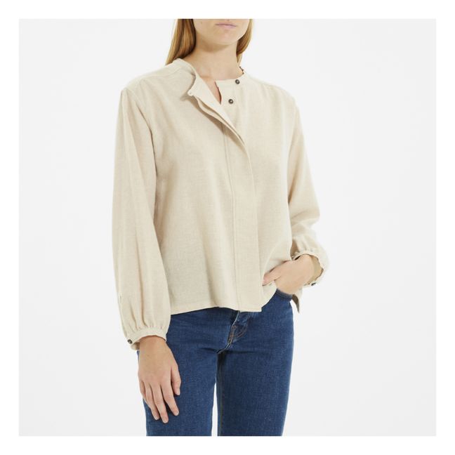 Wool Etamine Buttoned Blouse  Natural