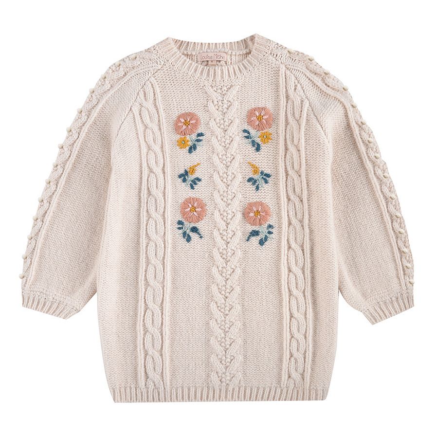 Louise Misha - Robe Pull Brodée Rejana - Fille - Ecru