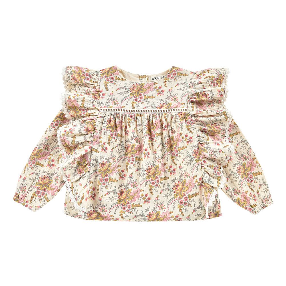 Louise Misha - Blouse Gaze de Coton Bio Fleurie Celia - Fille - Ecru
