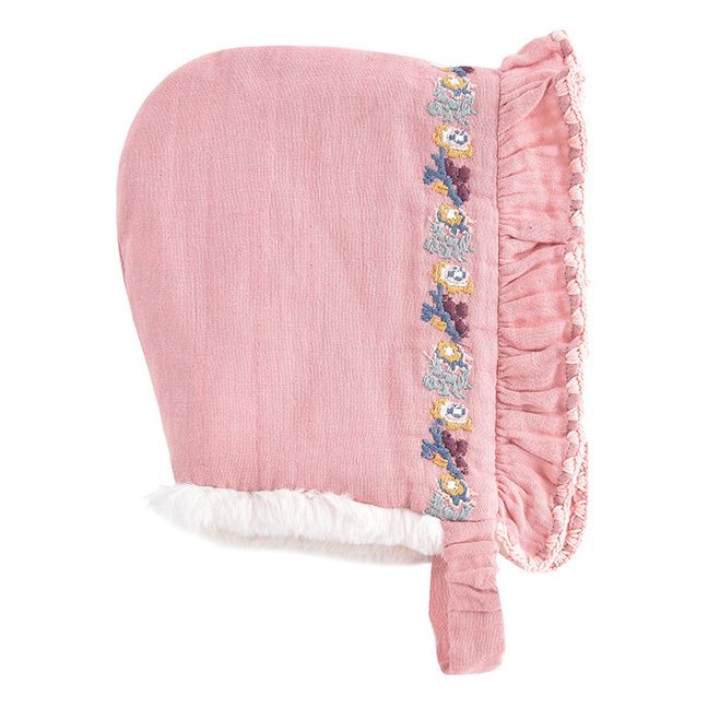 Nine Organic Cotton Muslin Bonnet Pink