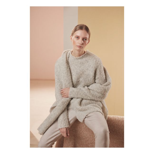Kapi Alpaca and Merino Wool Bouclette Scarf Light grey