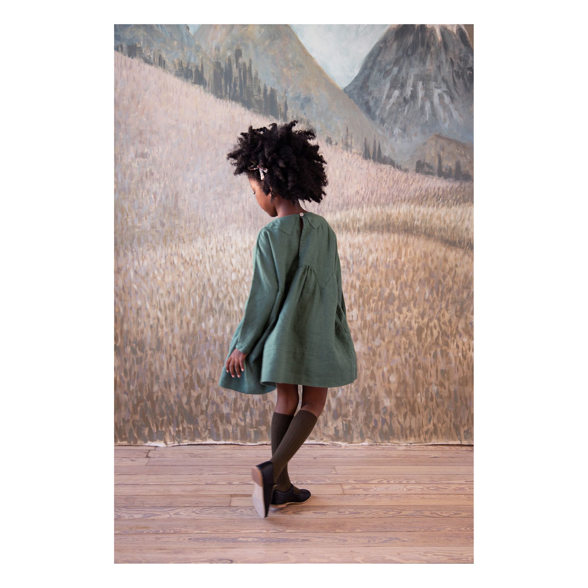 Millie Linen Dress | Dark green