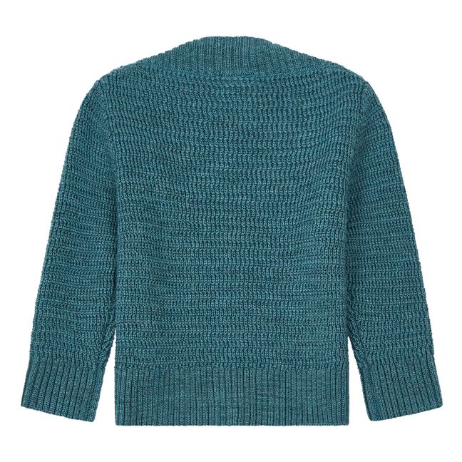 Pullover aus dünner Wolle U-Bootausschnitt Graublau