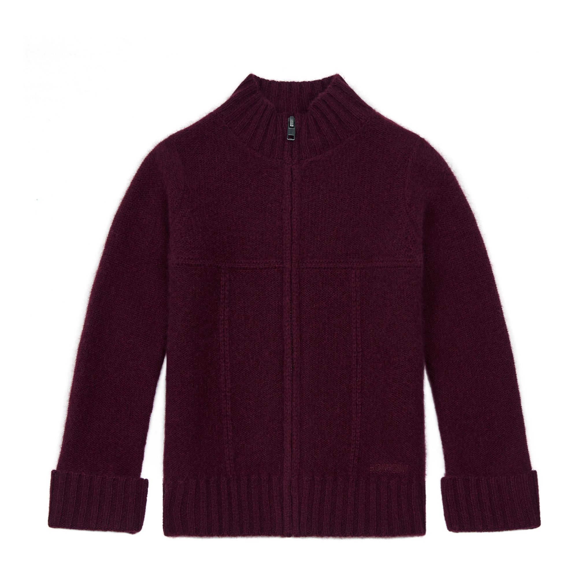 Bonpoint - Cardigan Cachemire Zippé Tam - Garçon - Bordeaux