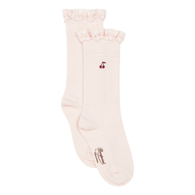 Toya Long Cotton and Wool Socks Pale pink
