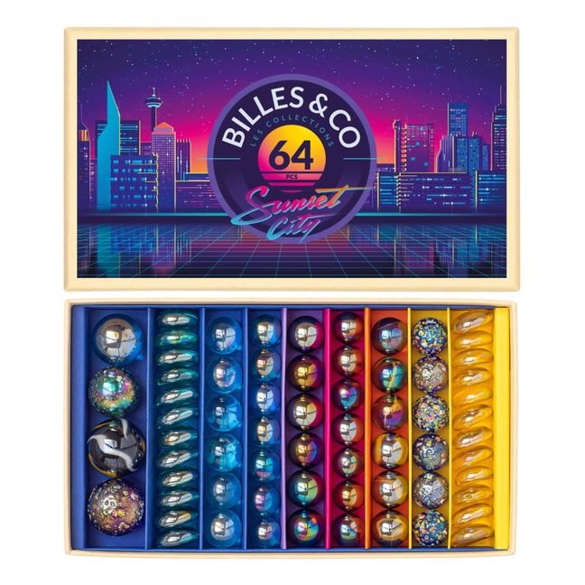 Box of 64 Marbles - Sunset City 