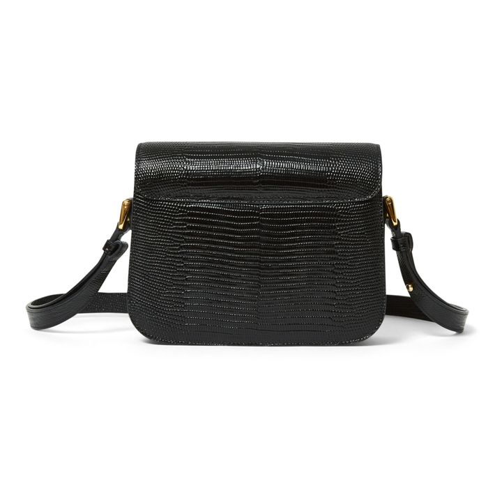 A.P.C. Grace Small Lizard Print Embossed Leather Bag Black