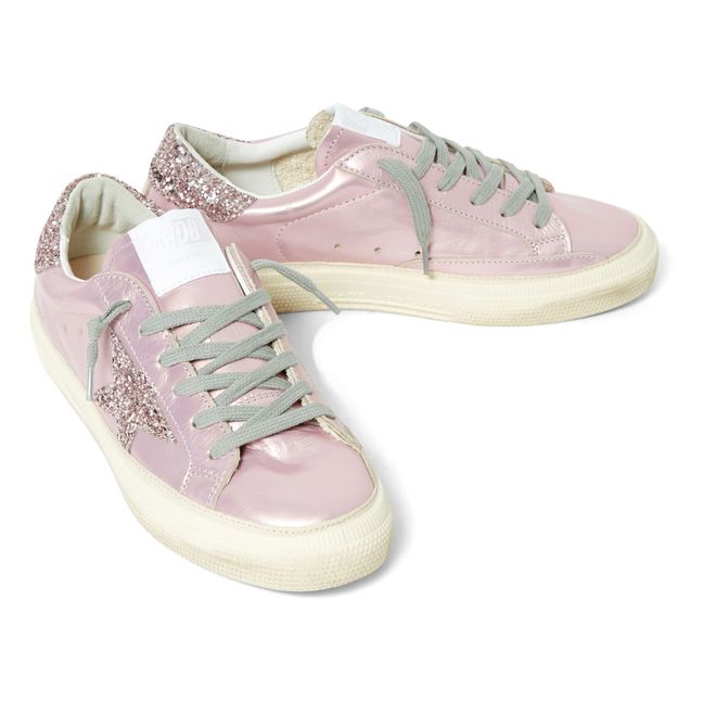 May Metallic Leather Sneakers Pink Gold