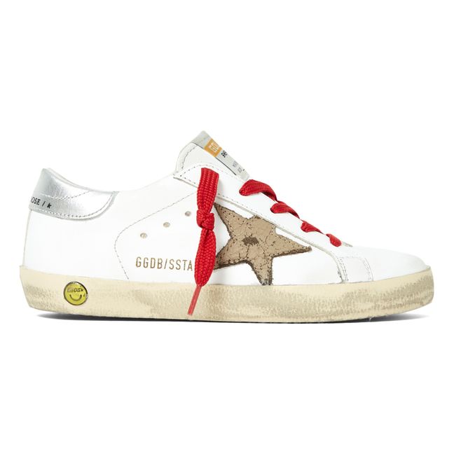 Super Star Cracked Leather Sneakers Khaki