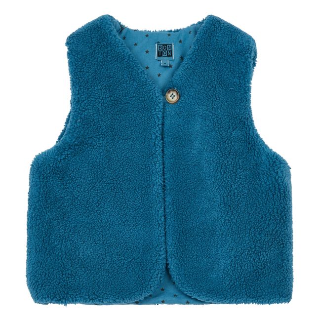 Beti Faux Fur Vest | Peacock blue