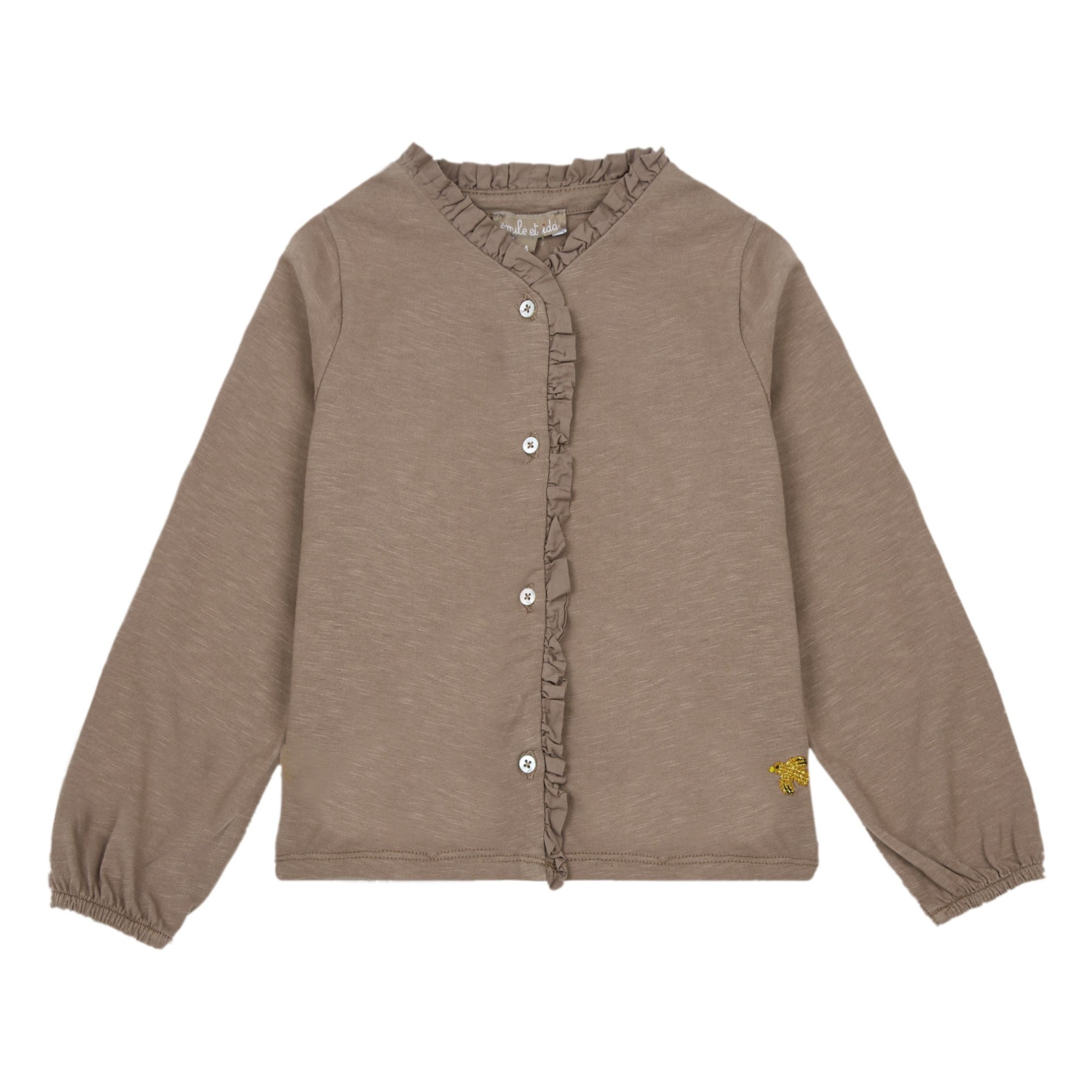 Emile et Ida - T-shirt Coton Bio Boutonné - Fille - Lavande