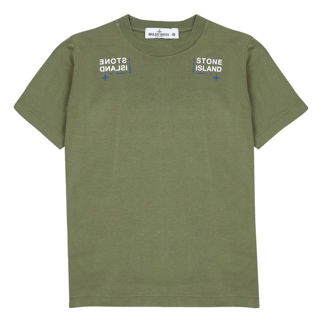 Camiseta unicolor con logo Verde Kaki